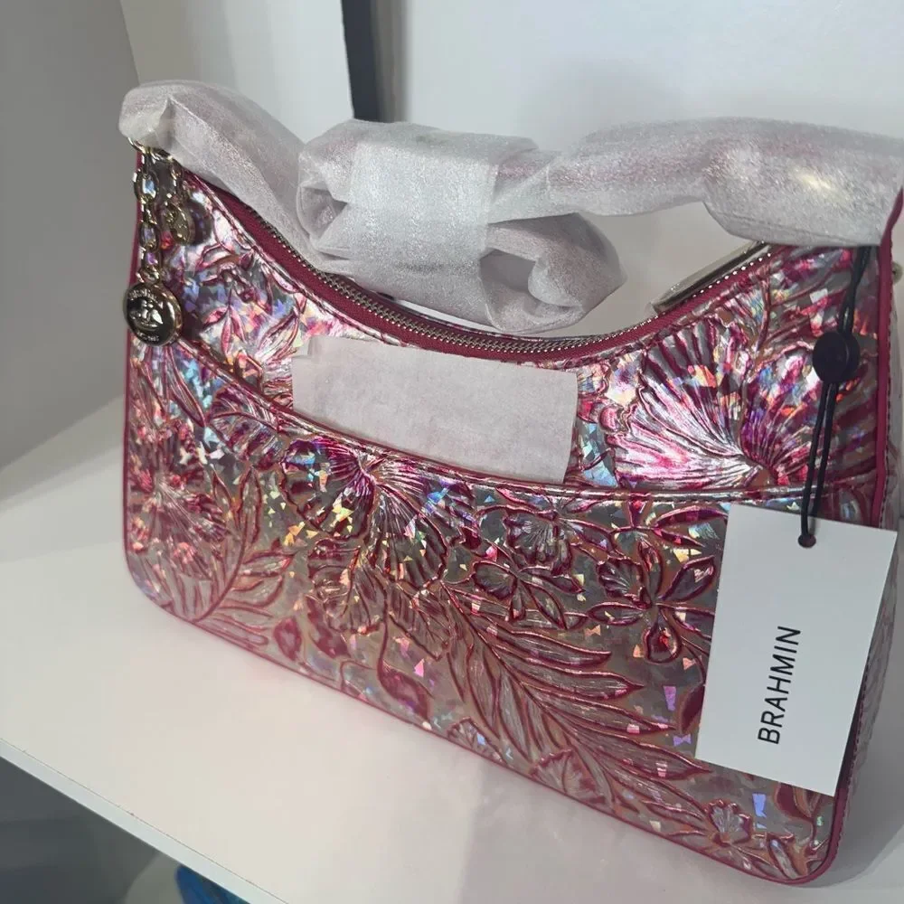 NWT Brahmin esme coral snapdragon  Floral Pink Shoulder Bag